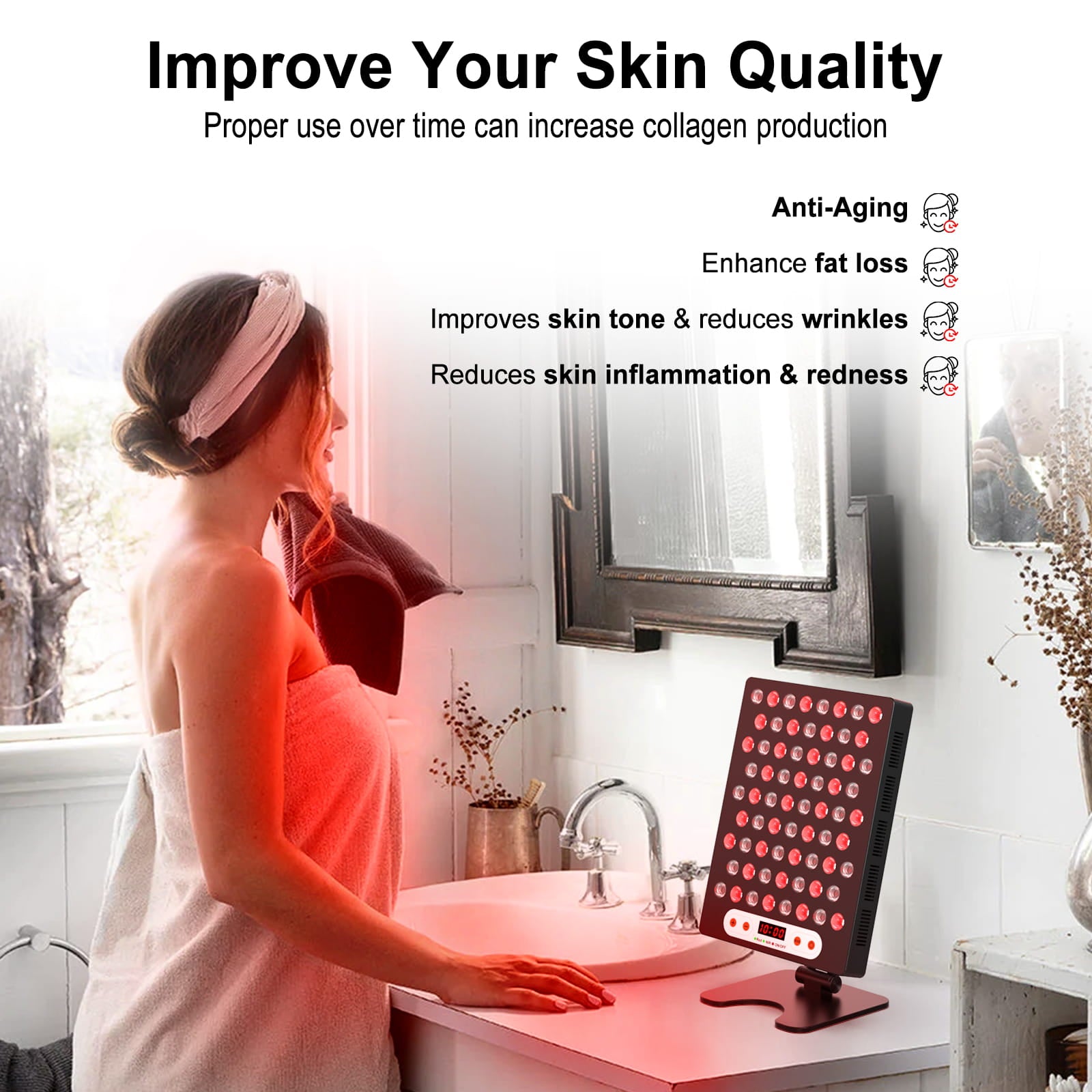 BONTANNY BL-300P Red Light Therapy Panel - 660nm & 850nm, 100W Medical Grade Device for Pain Relief & Skin Health