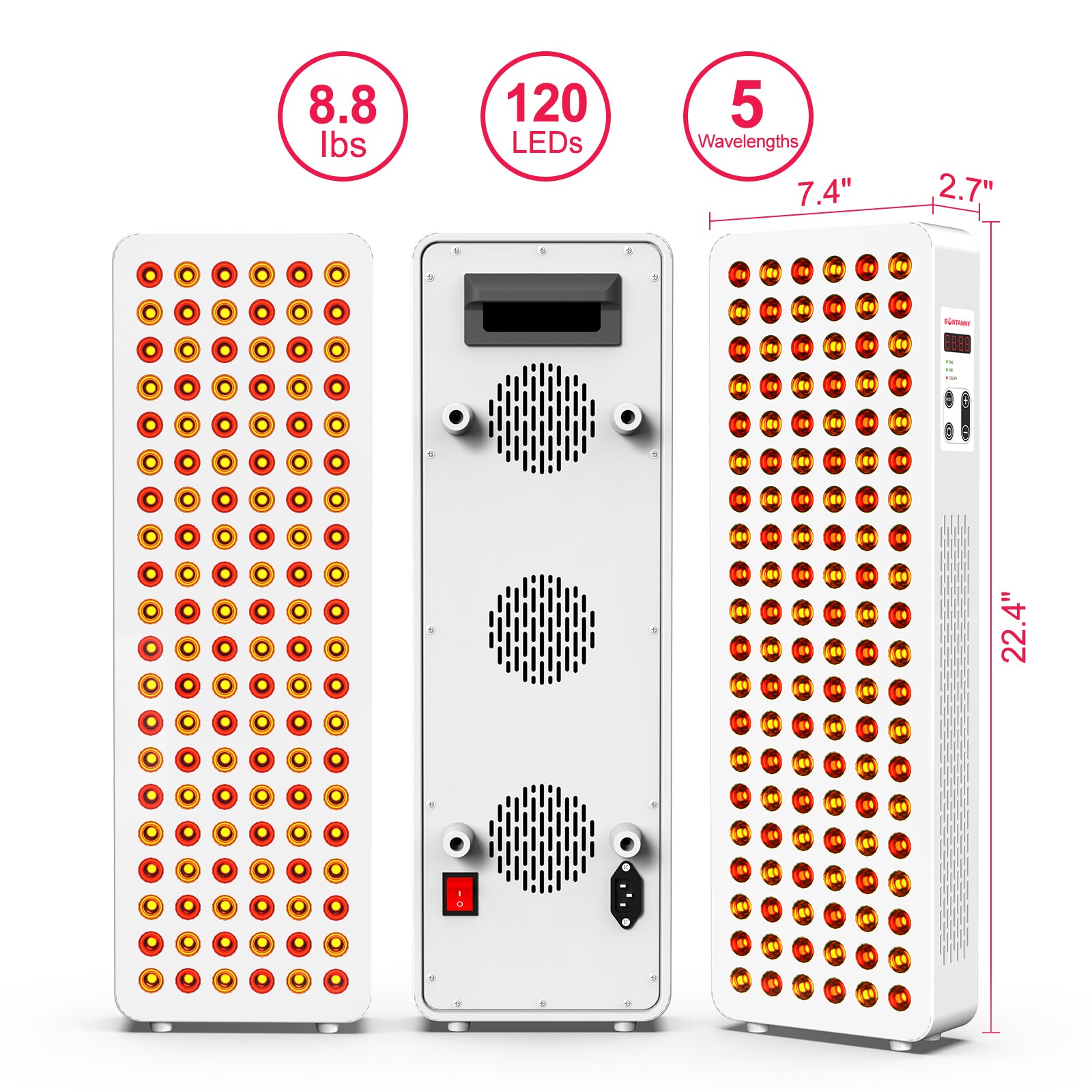 Bontanny Red Light Therapy Panel BO-600 with Base – 5 Wavelengths 630/660/810/830/850nm