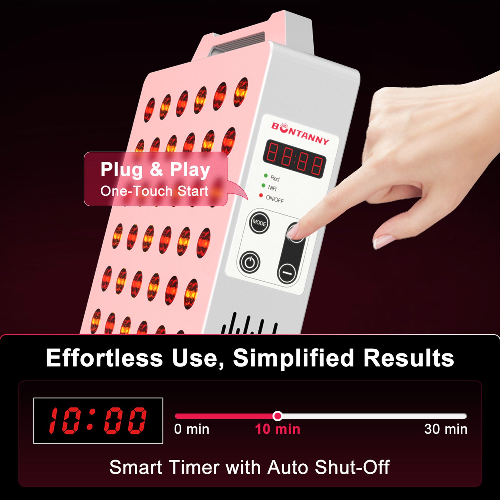 Bontanny Red Light Therapy, 630/660/810/830/850nm 5 Wavelengths Red Near Infrared Light Device BO-300