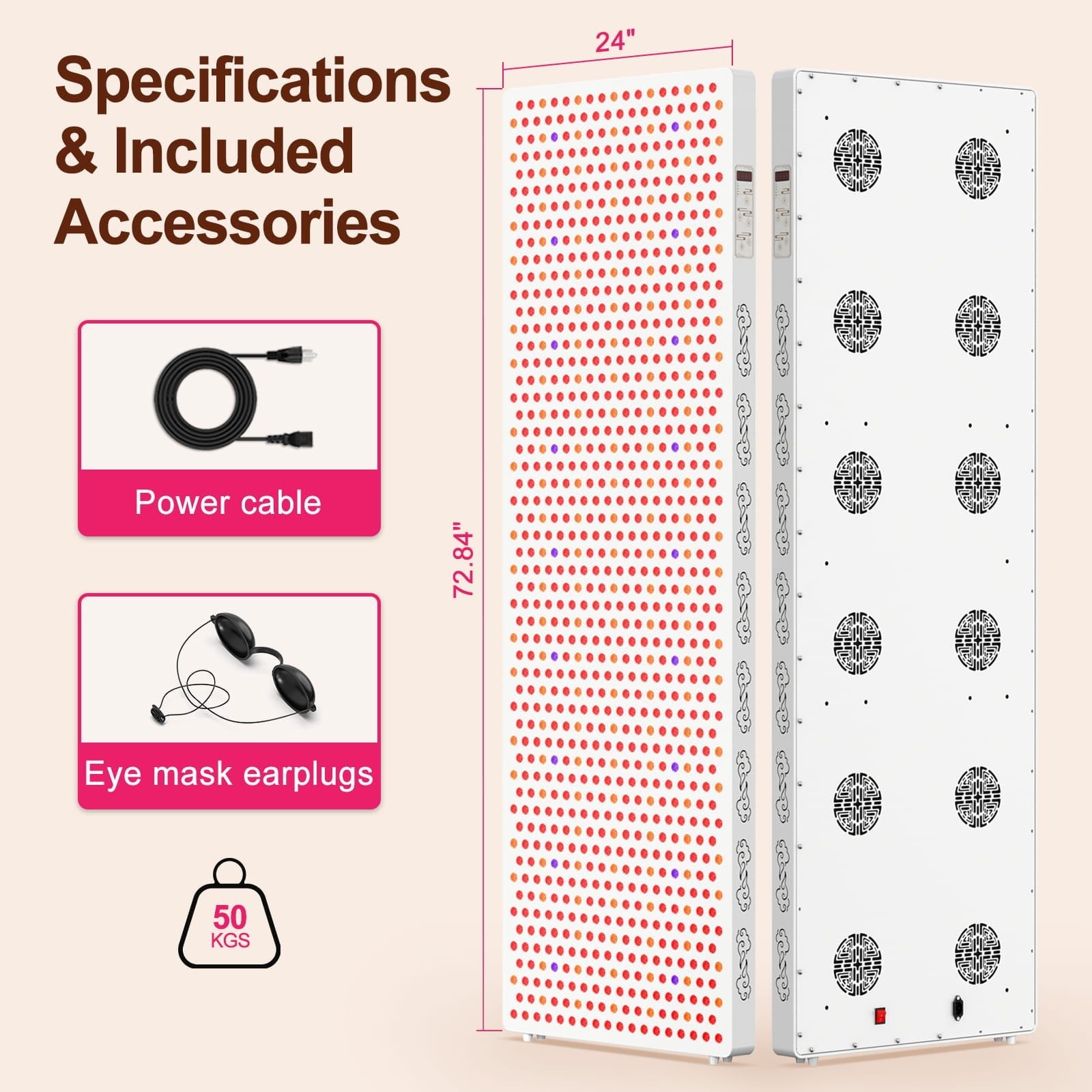 BONTANNY 1500W Large Professional 7-Band Light Therapy Panel | 480nm Blue Light + 630–1060nm Red/Near-Infrared LED Device