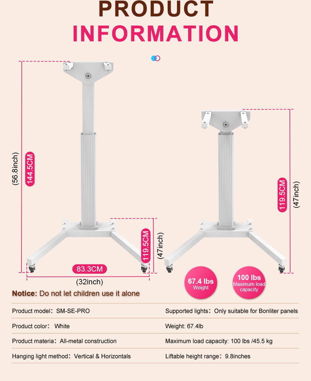 BONTANNY 1500W Medical-Grade Red Light Therapy Panel — 7-Wavelength LED Panel (480/630/660/810/830/850/1060nm) – Red/NIR/Blue Therapy with Stand