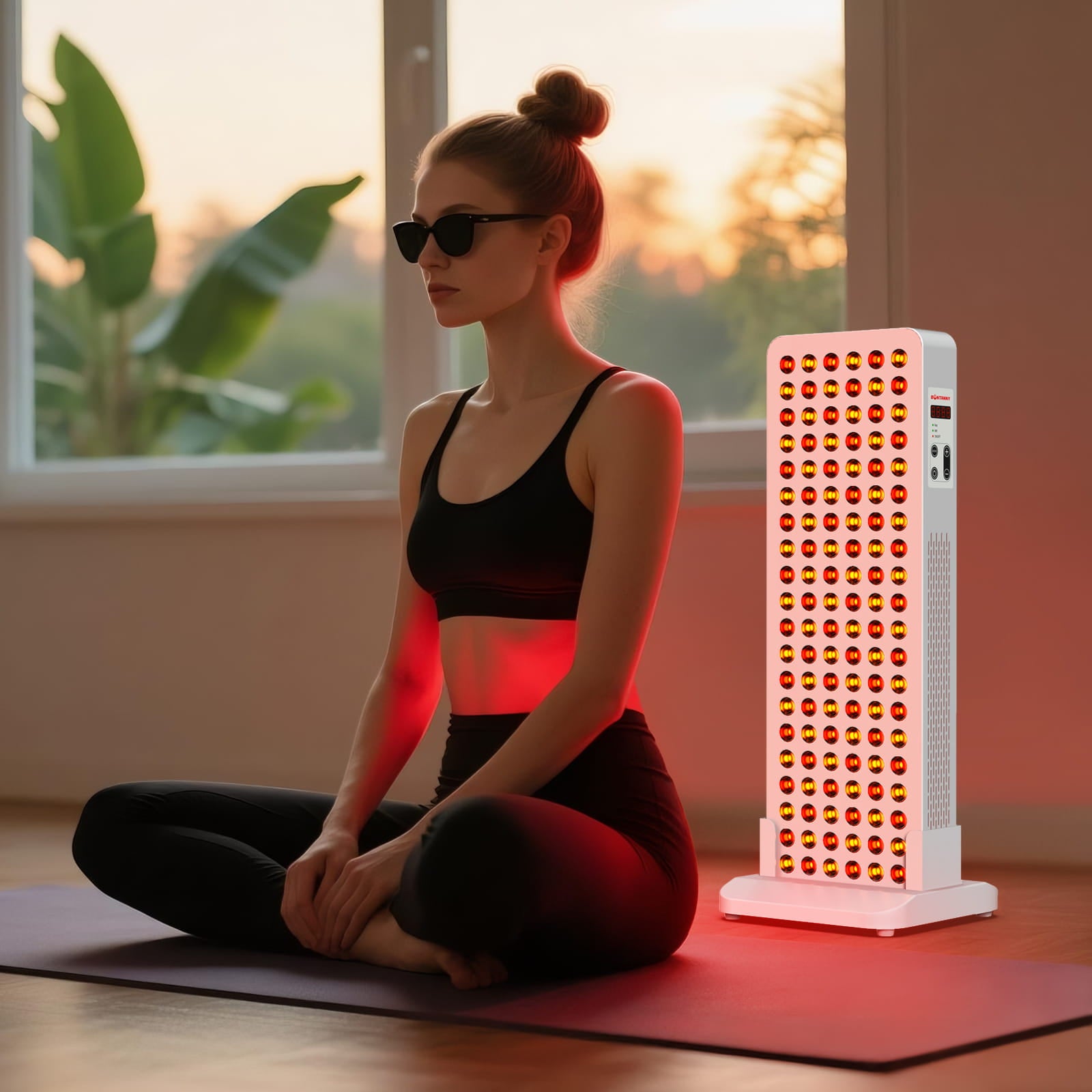 BONTANNY Red Light Therapy with Base, 630/660/810/830/850nm 5 Wavelengths Red Near Infrared Light Device with 120 Dual Chip Clinical Grade LEDs, Remote Control, Timer for Face, Body, Skin