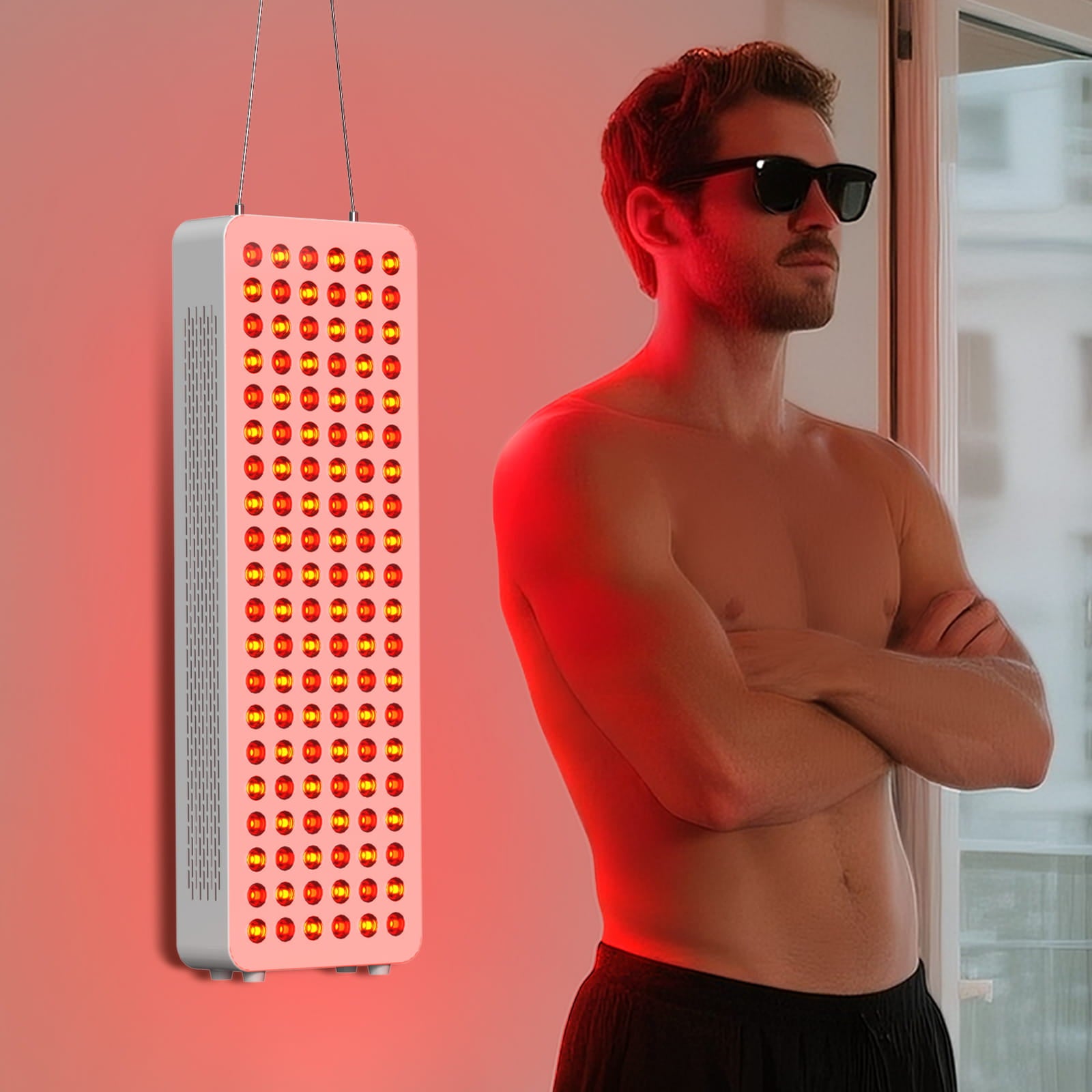 BONTANNY Red Light Therapy with Base, 630/660/810/830/850nm 5 Wavelengths Red Near Infrared Light Device with 120 Dual Chip Clinical Grade LEDs, Remote Control, Timer for Face, Body, Skin