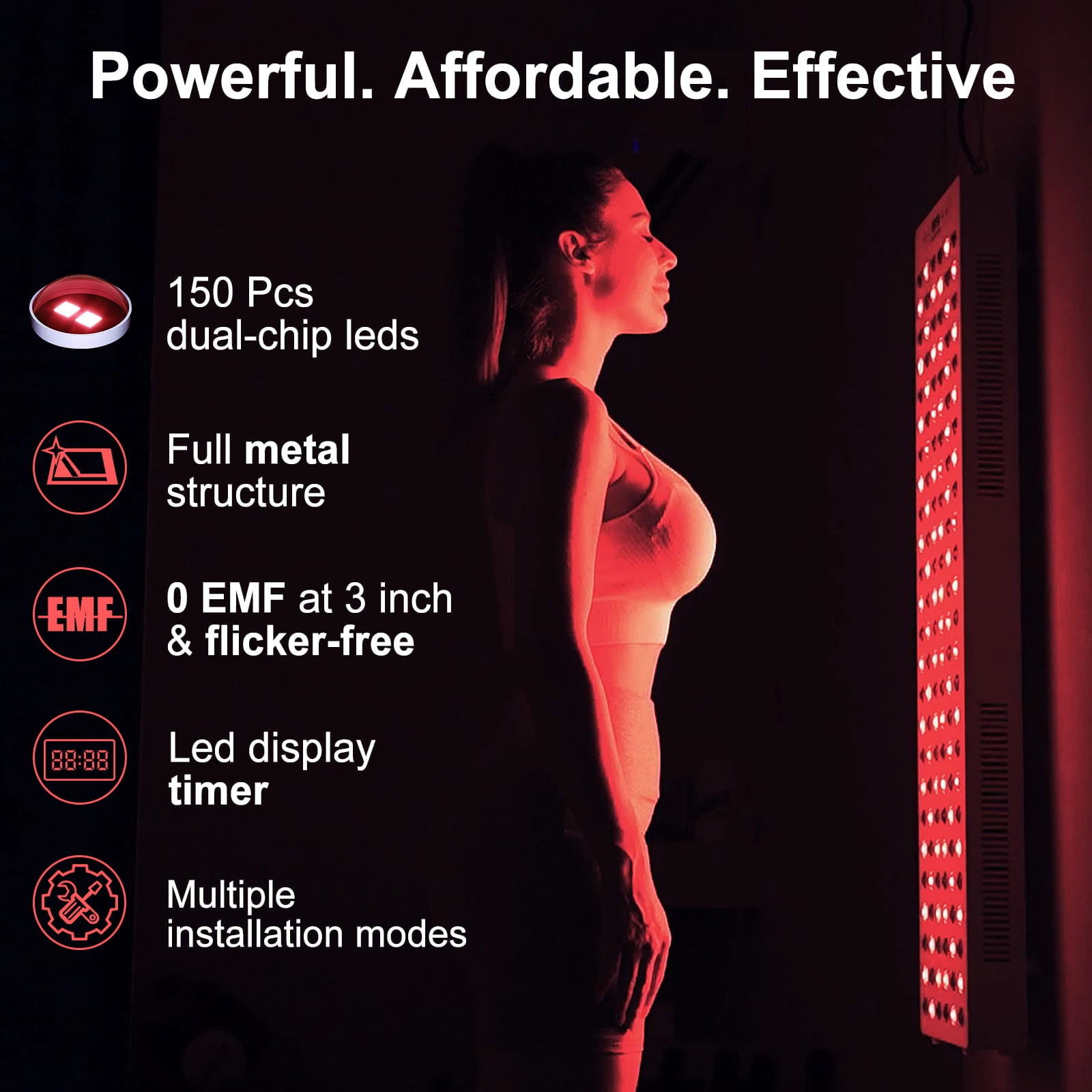 BONTANNY BL-750 Red Light Therapy Panel, 660nm Red & 850nm Near-Infrared Light Device, 150 Dual Chip LEDs, 98mW/cm² High Irradiance, 3 Year Warranty, FDA Registered, for Skin Care, Muscle Recovery & Pain Relief