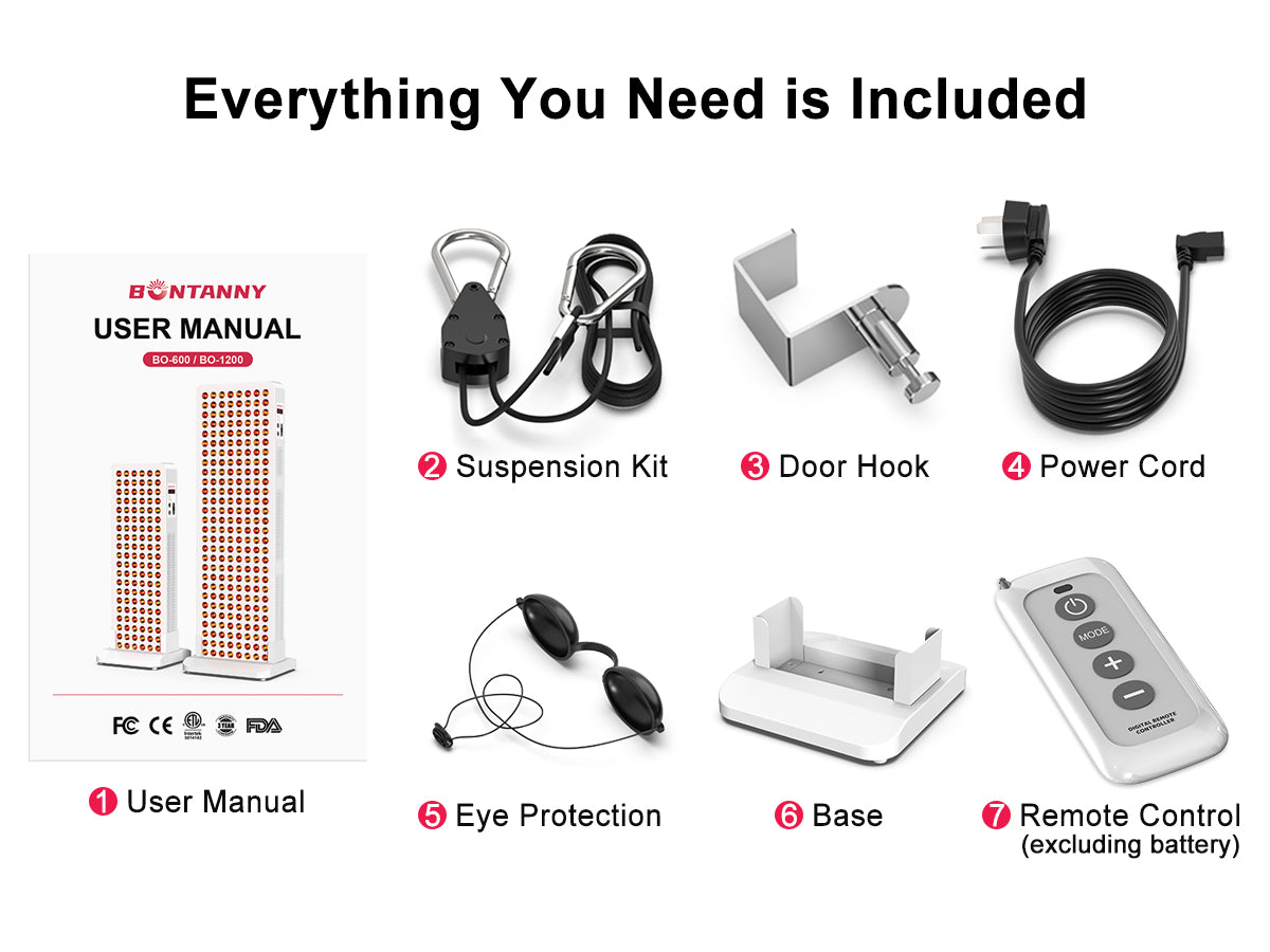 Bontanny BO-600 Red Light Therapy Panel with Base – 5 Wavelengths 630/660/810/830/850nm