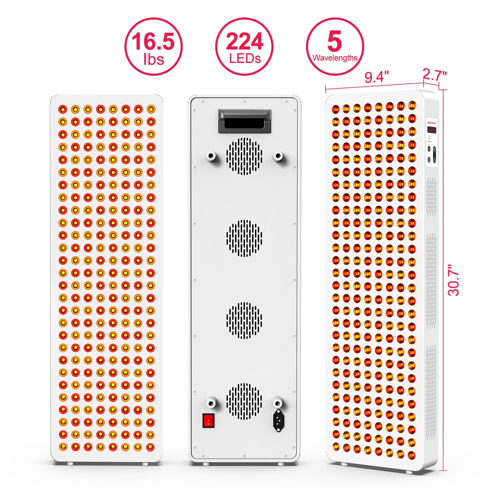 Bontanny BO-600 Red Light Therapy Panel with Base – 5 Wavelengths 630/660/810/830/850nm