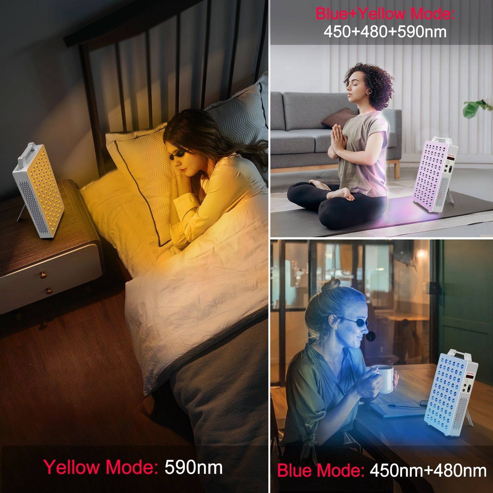 BONTANNY Blue/Yellow Light Therapy, 450/480/590nm 3 Wavelengths Remote Control
