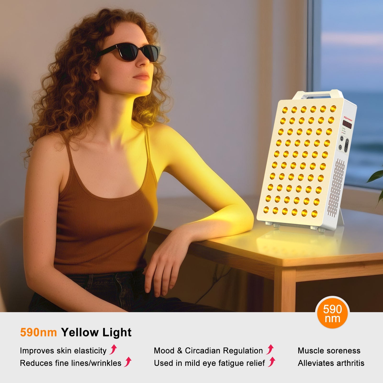 BONTANNY Blue/Yellow Light Therapy, 450/480/590nm 3 Wavelengths Remote Control