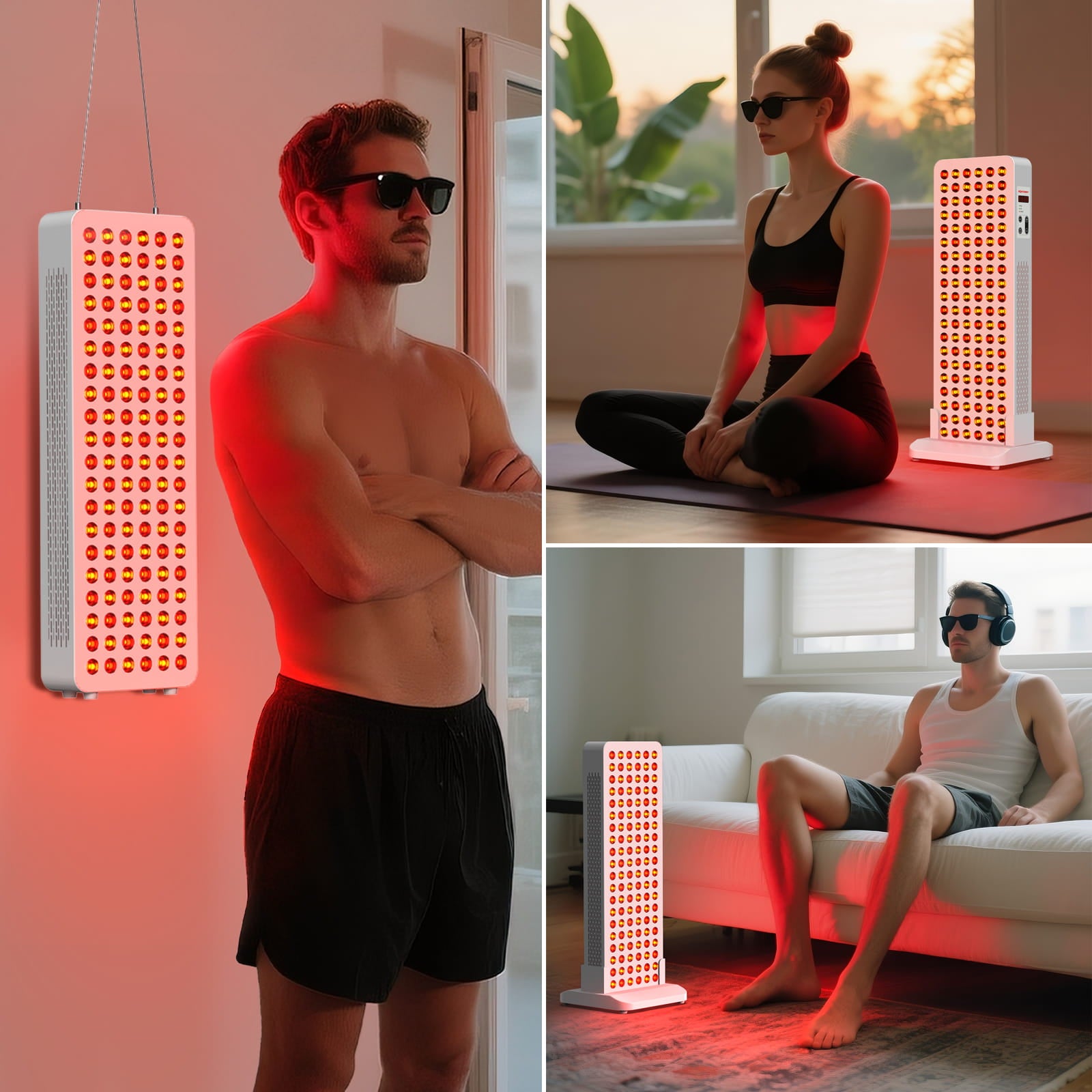 BONTANNY Red Light Therapy with Base, 630/660/810/830/850nm 5 Wavelengths Red Near Infrared Light Device with 120 Dual Chip Clinical Grade LEDs, Remote Control, Timer for Face, Body, Skin