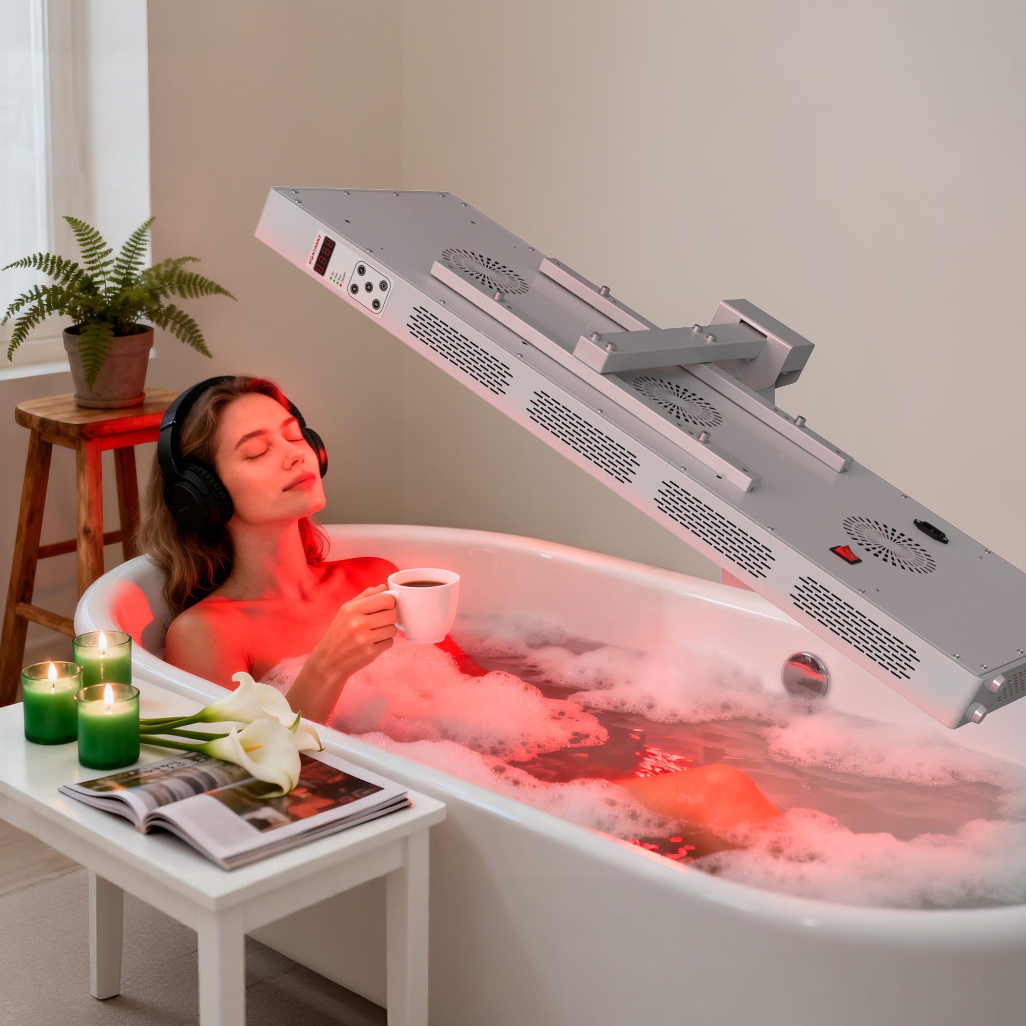 Bontanny Pro Max Red Light Therapy Panel – 7 -Wavelengths(480/630/660/810/830/850/1060nm Blue Red Near Infrared Light Device), Skin Sleep Recovery Pain Relief（Stand included）（Hand-cranked bracket with 180° rotation capability）