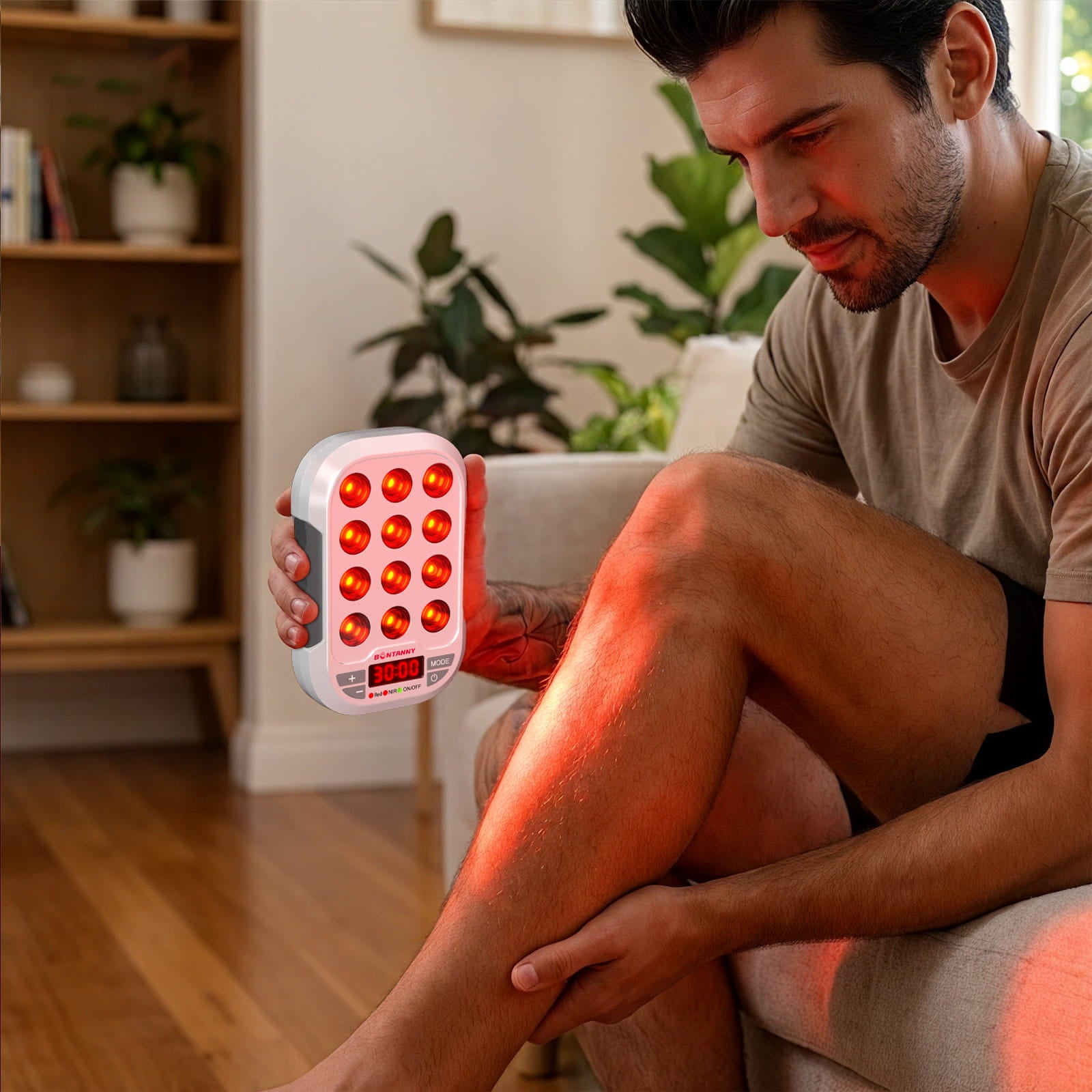 Bontanny BO-60 Portable Red Light Therapy, 660/850/1060nm 3 Wavelengths Mini Handheld Red Near Infrared Light Device, 12 Triple Chip Clinical Grade LEDs, Rechargeable, Travel Case, Timer, for Body，face, joints, neck